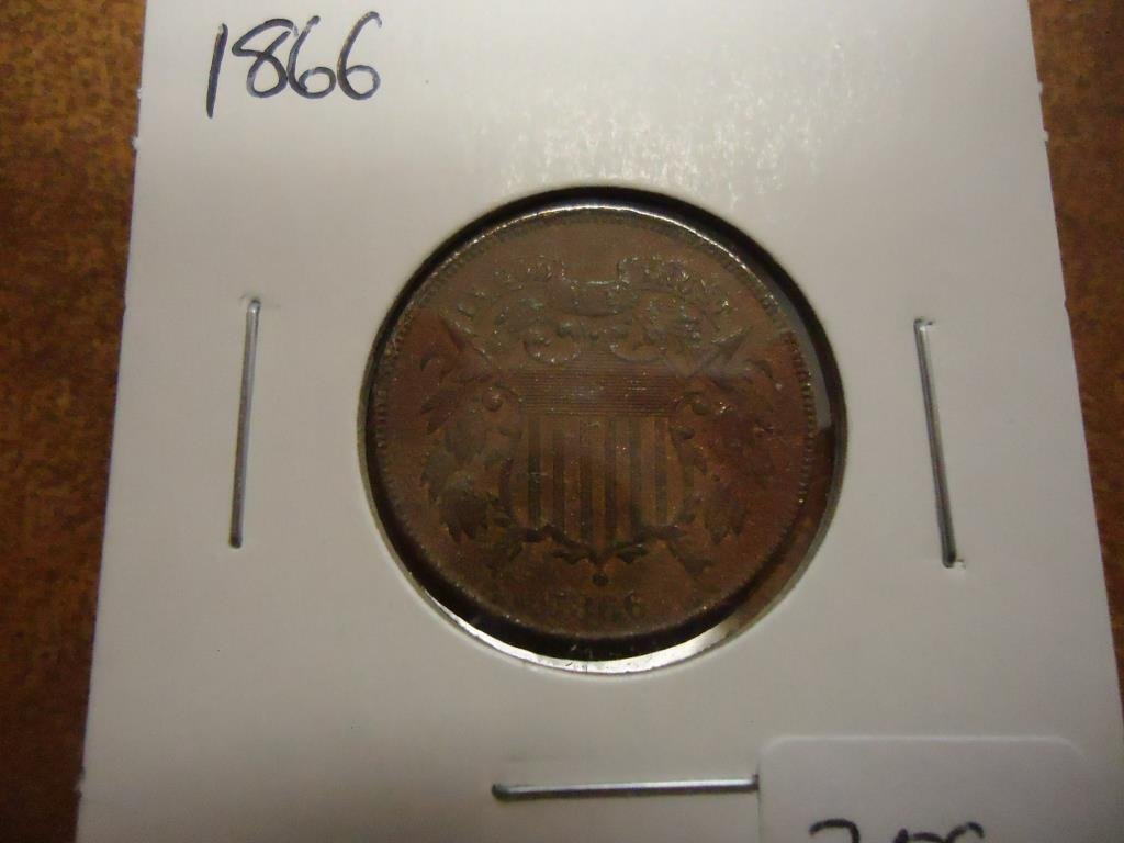 1866 US TWO CENT PIECE VERY FINE+ (1 of 2)