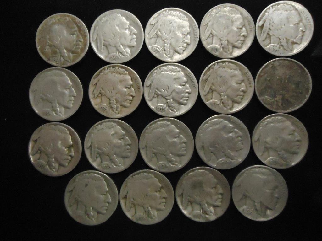 19 ASSORTED 1930'S FULL DATE BUFFALO NICKELS (1 of 2)