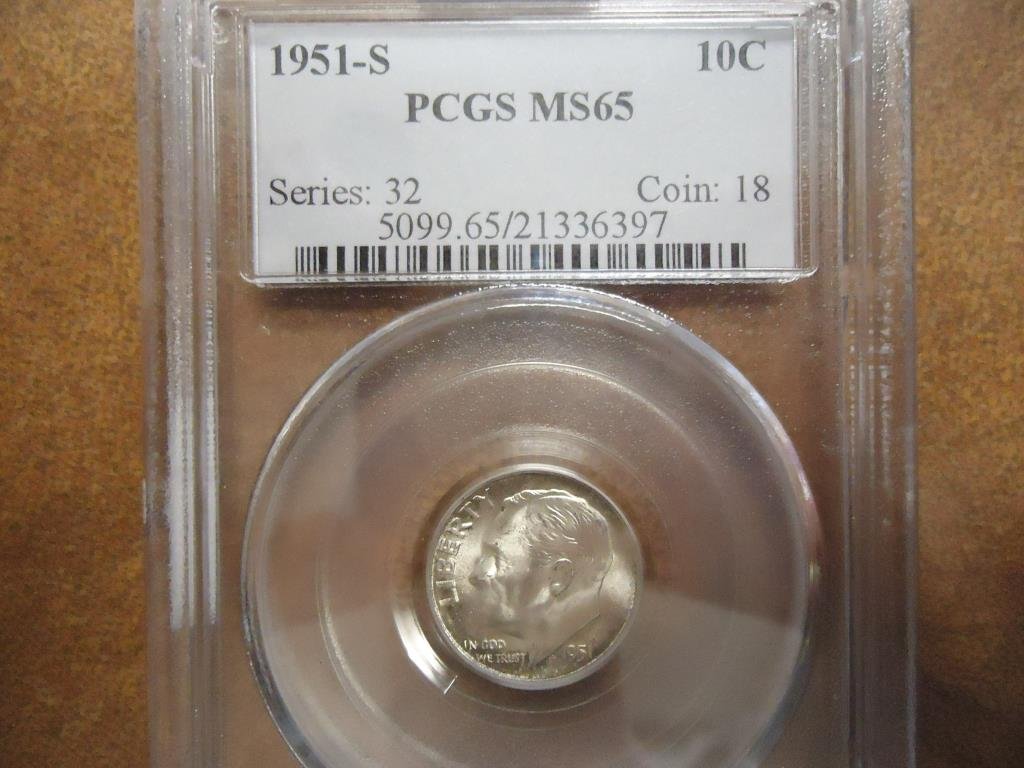 1951-S SILVER ROOSEVELT DIME PCGS MS65 (1 of 2)