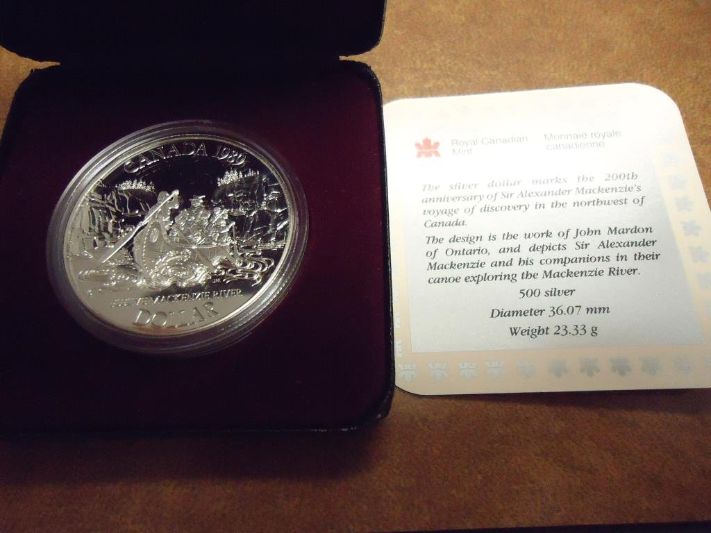 1989 CANADA MACKENZIE RIVER SILVER DOLLAR PF .3750 OZ. (1 of 2)