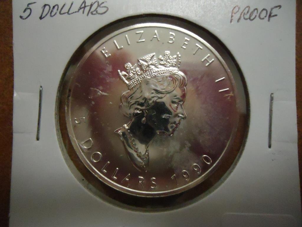 1990 CANADA SILVER $5 MAPLE LEAF PROOF (1 of 2)