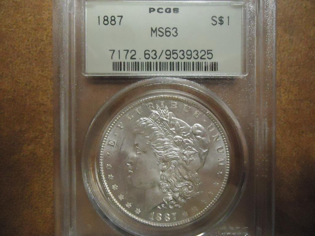 1887 MORGAN SILVER DOLLAR PCGS MS63 (1 of 2)