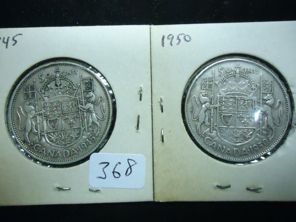 1945 & 1950 CANADA SILVER 50 CENTS (1 of 2)