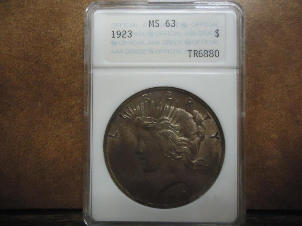 1923 PEACE SILVER DOLLAR ANA MS63 TONED (1 of 3)