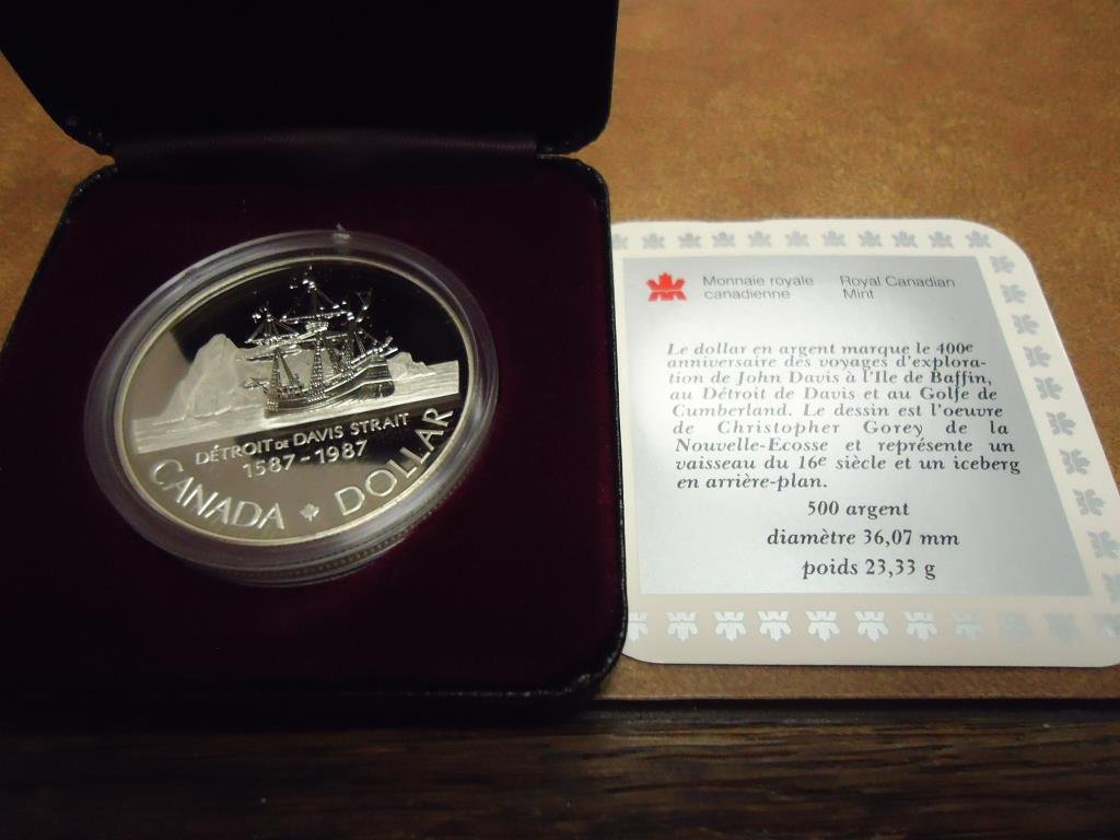 1987 CANADA DAVIS STRAIT SILVER DOLLAR PROOF .3750 OZ. (1 of 2)