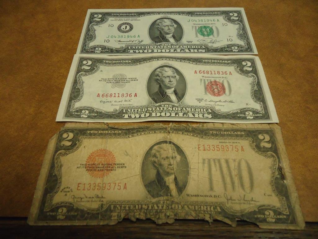 LOT OF 3- US $2 NOTES SEE DESCRIPTION 1928-G TOUGH (1 of 6)