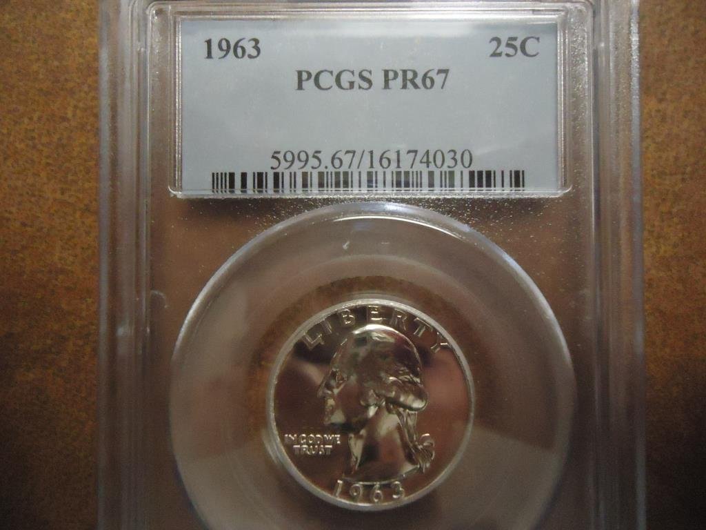 1963 WASHINGTON SILVER QUARTER PCGS PR67 (1 of 2)