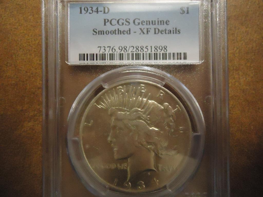 1934-D PEACE SILVER DOLLAR PCGS XF DETAILS (1 of 2)