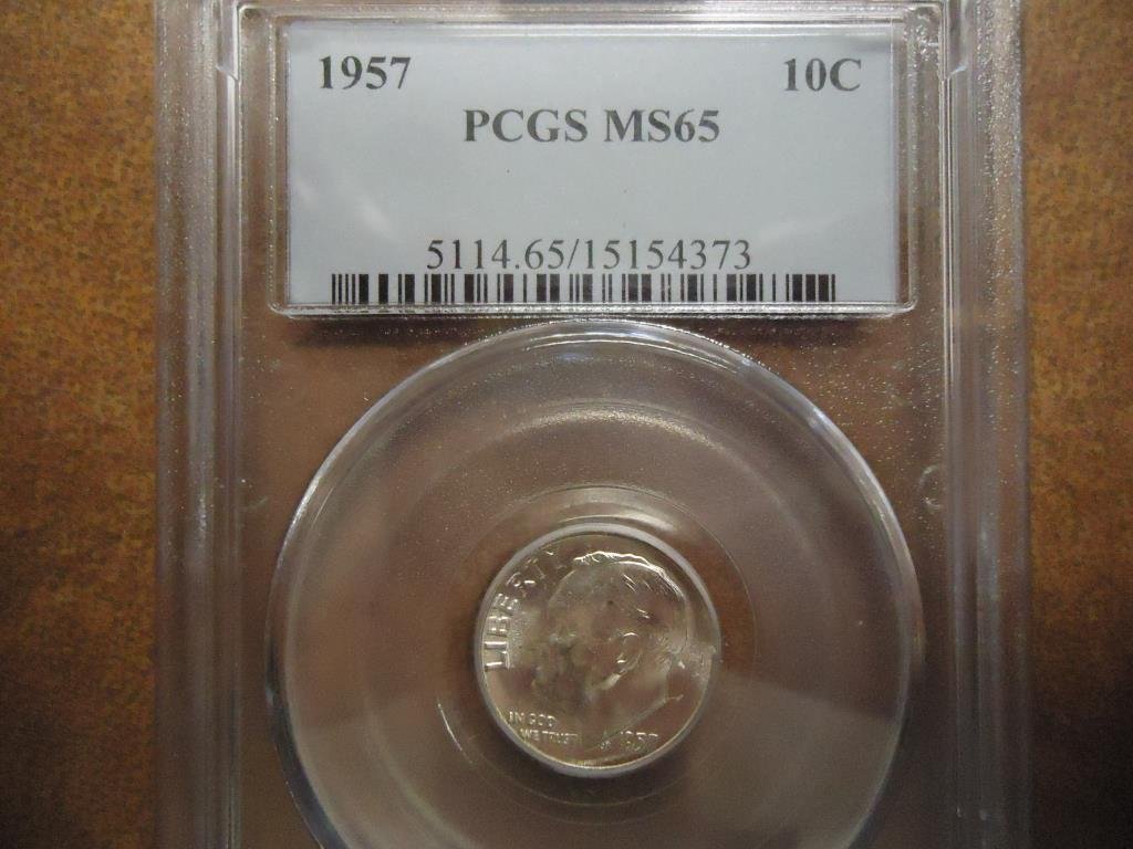 1957 SILVER ROOSEVELT DIME PCGS MS65 (1 of 2)