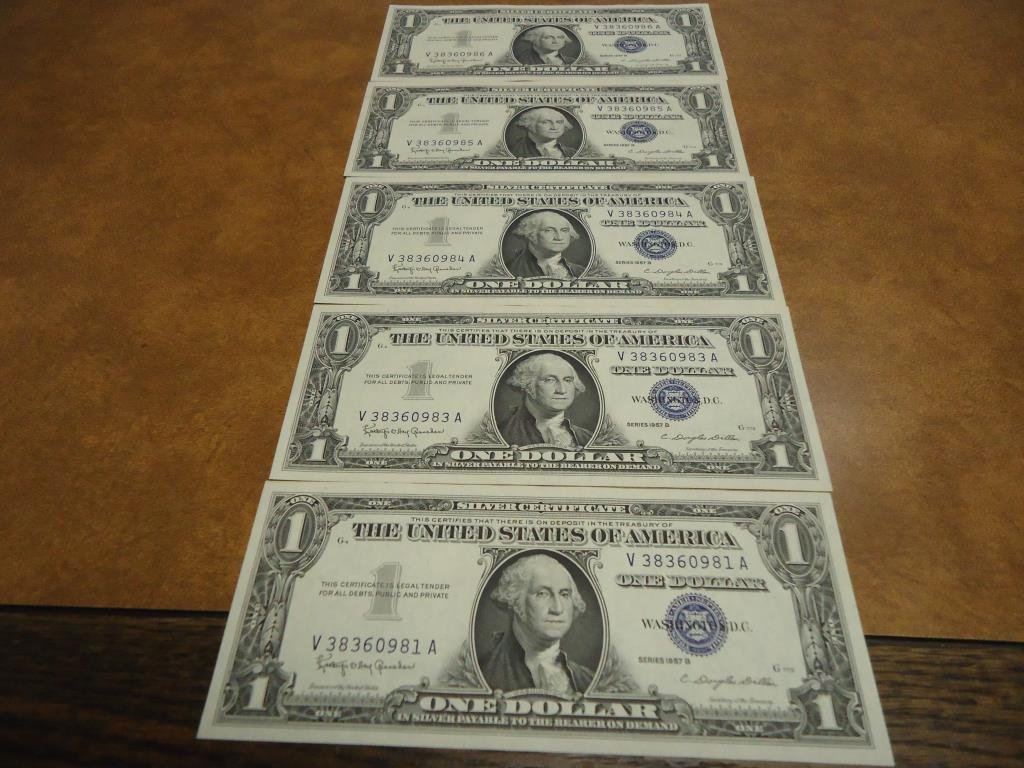 5-1957-B $1 SILVER CERTIFICATES CRISP UNC'S MOSTLY (1 of 2)