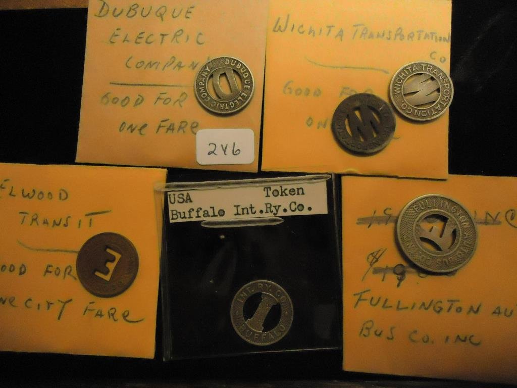 6 ASSORTED TRANSPORTATION TOKENS DUBUQUE ELECTRIC (1 of 2)