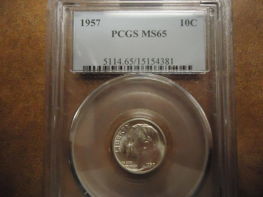 1957 SILVER ROOSEVELT DIME PCGS MS65 (1 of 2)