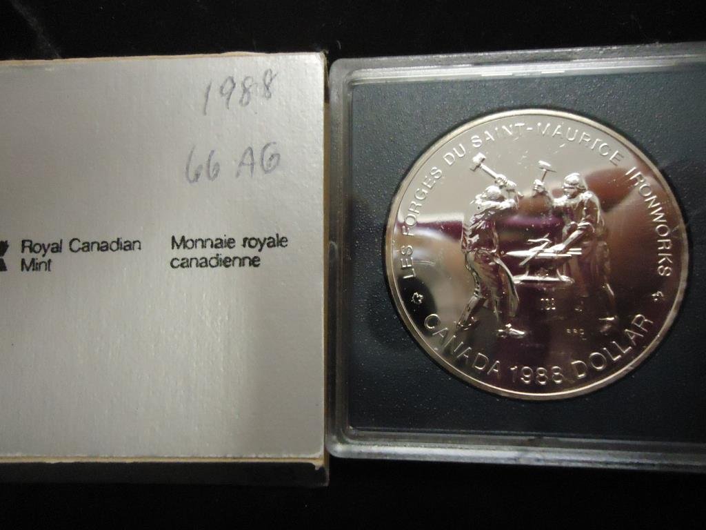 1988 CANADA IRON WORKERS SILVER DOLLAR PROOF, .3750 OZ. (1 of 2)