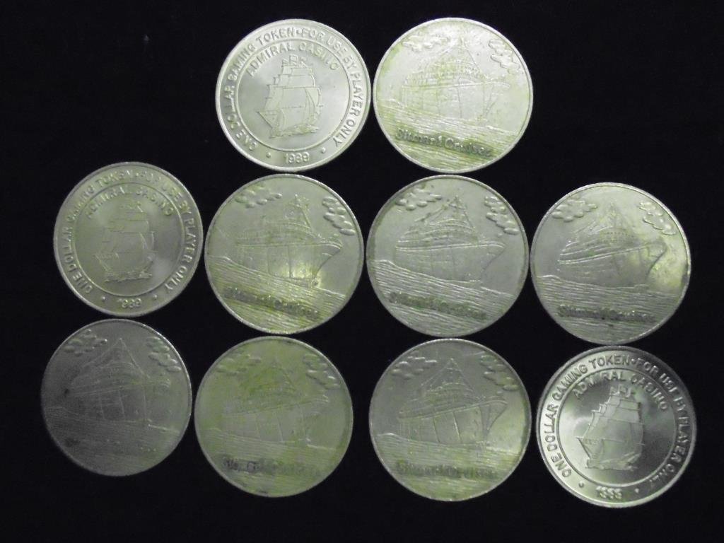 10 ASSORTED GAMING CASINO TOKENS FROM CLOSED CASINOS (1 of 2)