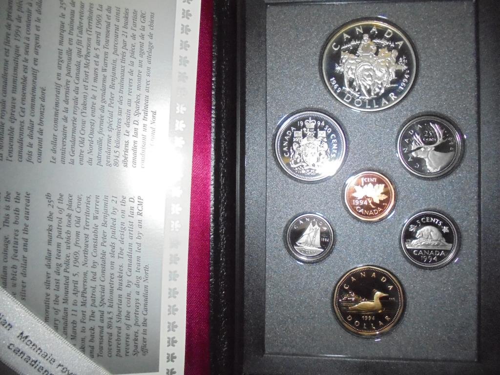 1994 CANADA DOUBLE DOLLAR PROOF SET DOGSLED SILVER, (1 of 2)