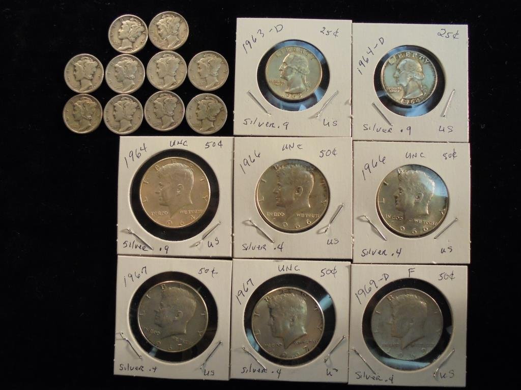 NICE LOT OF SILVER SEE DESCRIPTION 10 ASSORTED MERCURY (1 of 2)