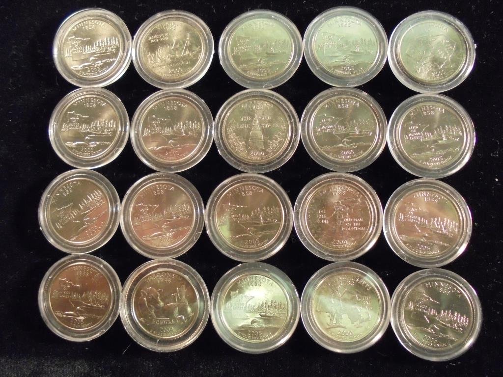 20 ASSORTED US 50 STATE QUARTERS UNC MOSTLY MN'S (1 of 2)