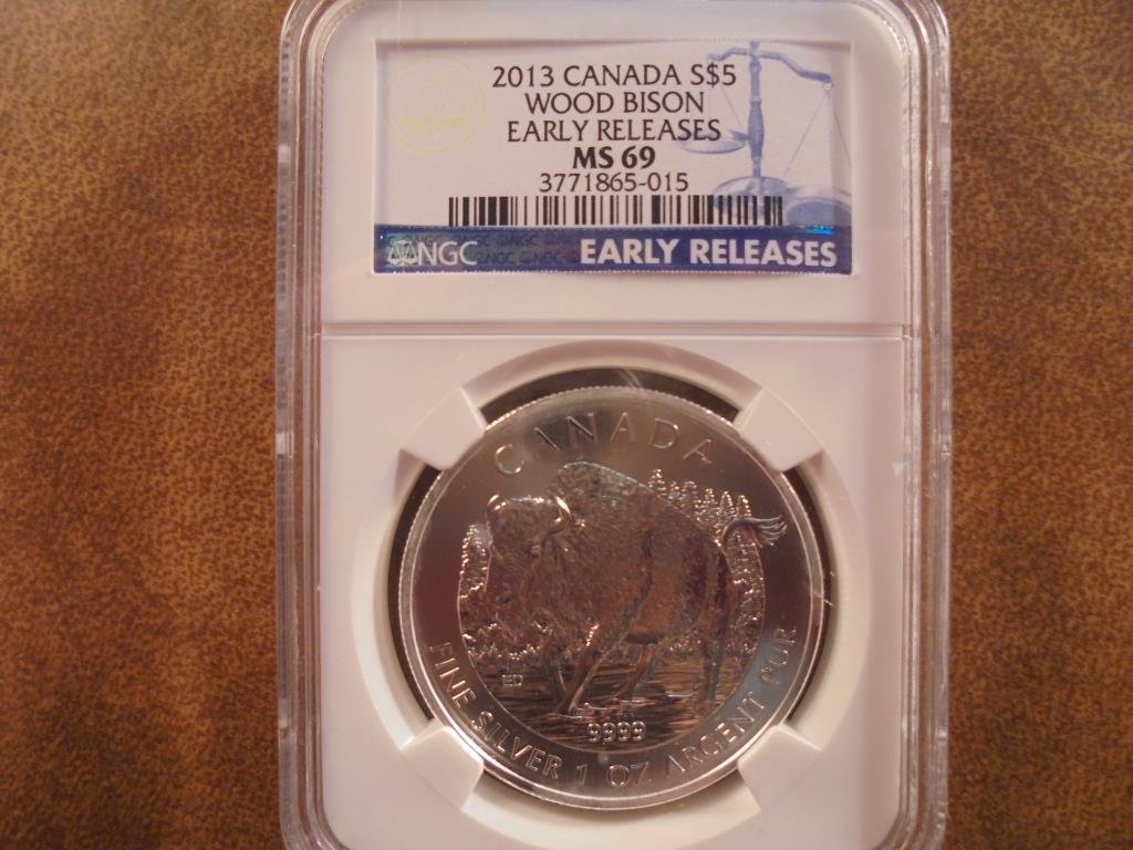 2013 CANADA SILVER $5 WOOD BISON NGC MS69 EARLY (1 of 2)