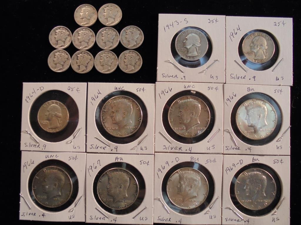 NICE SILVER LOT OF US COINS SEE DESCRIPTION 10 ASSORTED (1 of 2)