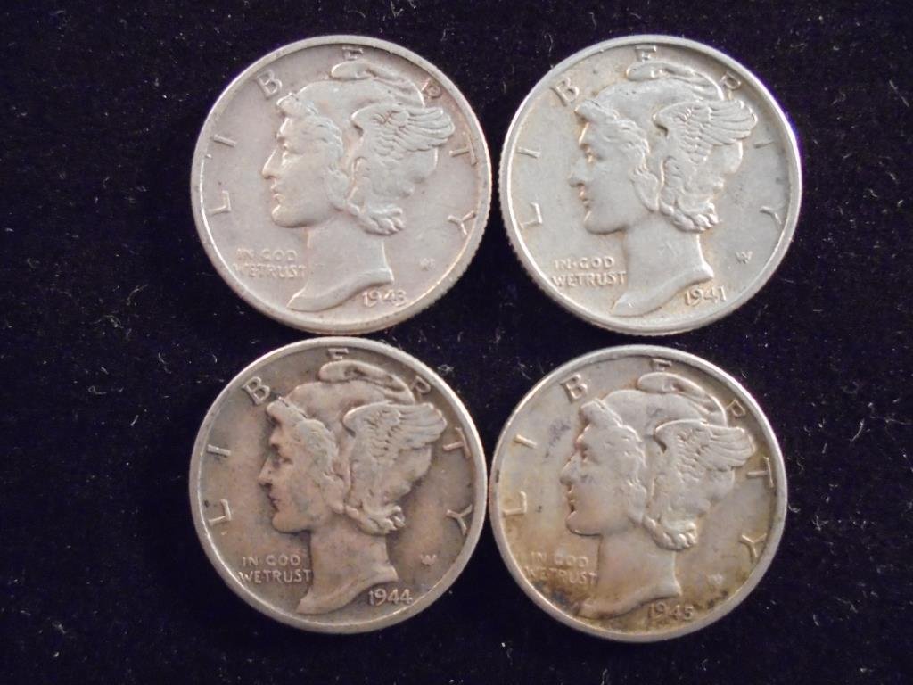 4 ASSORTED MERCURY DIMES (1 of 2)