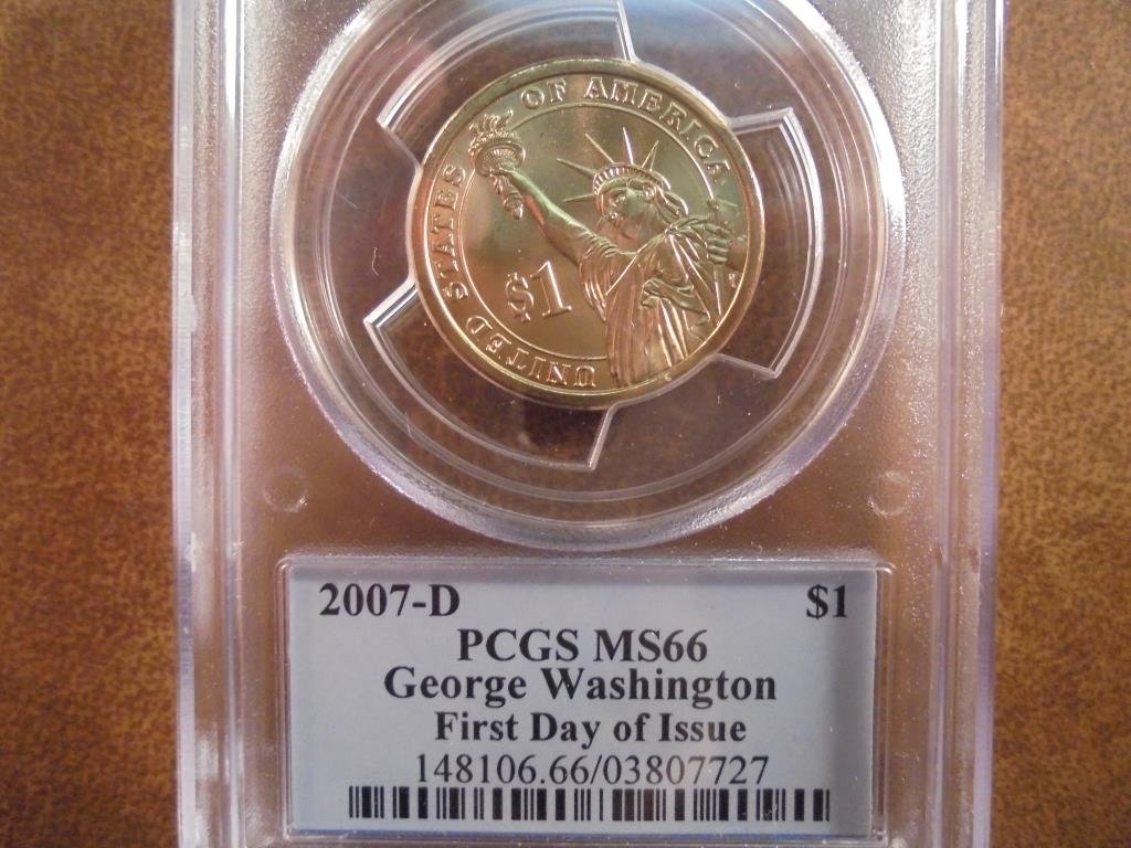 2007-D WASHINGTON DOLLAR PCGS MS66 1ST DAY ISSUE (1 of 2)