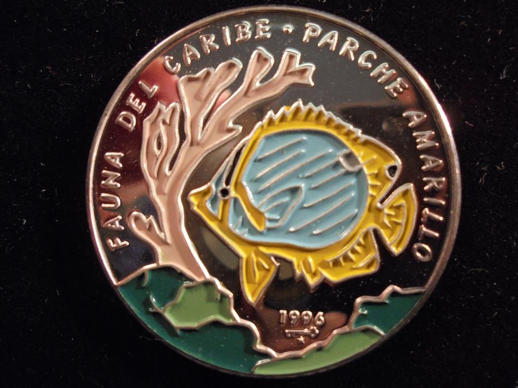 1996 CUBA SILVER PROOF 10 PESOS COLORIZED FAUNA: FAUNA