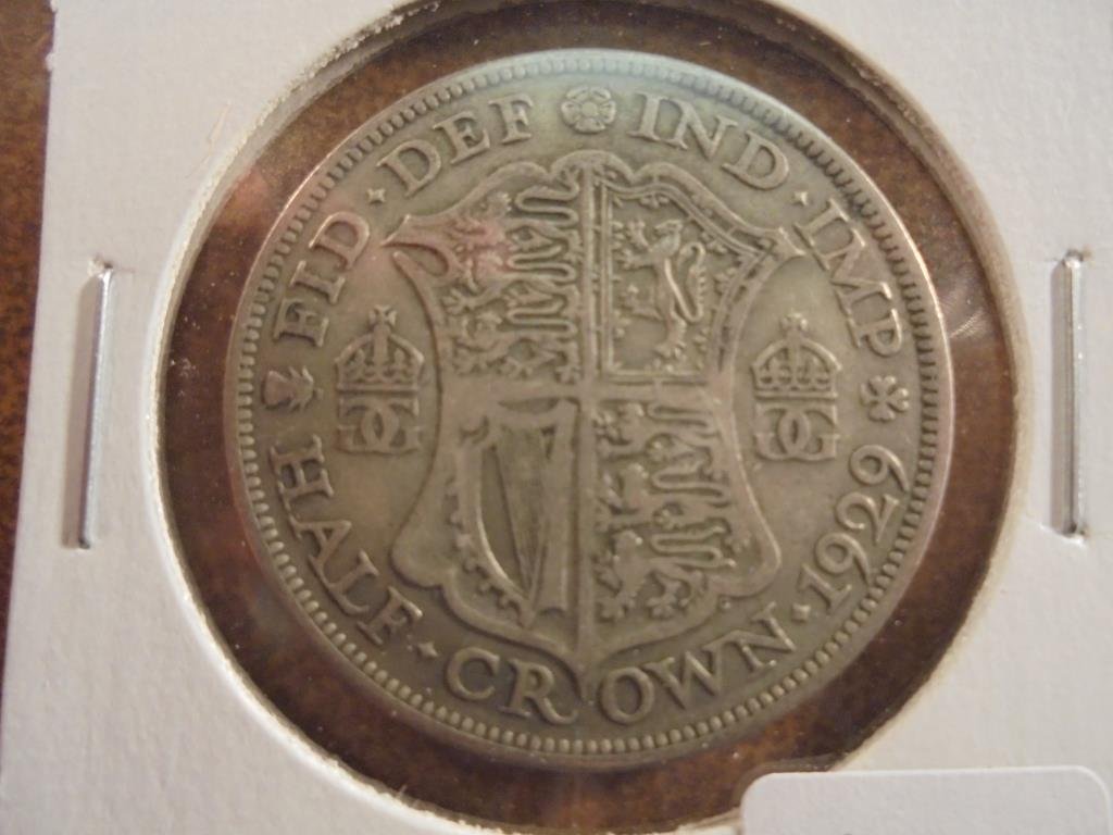 1929 GREAT BRITAIN SILVER HALF CROWN: You must call or email us with your credit card number directly