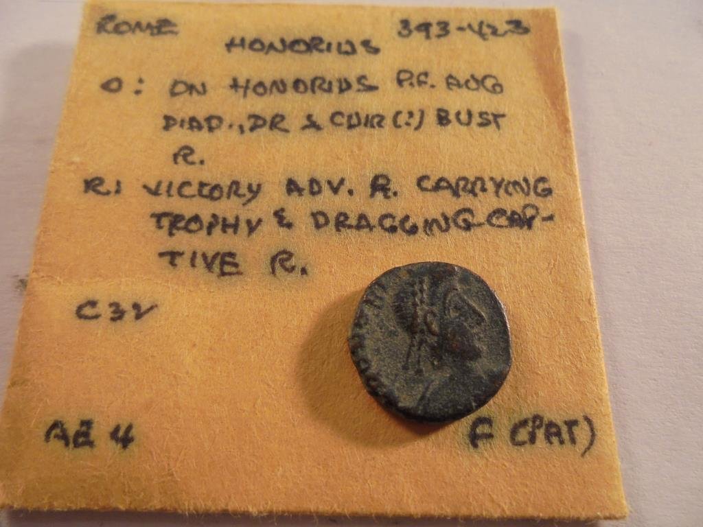 393-423 A.D. ROME HONORIUS ANCIENT COIN: You must call or email us with your credit card number directly