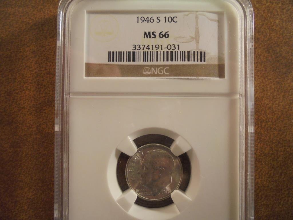 1946-S SILVER ROOSEVELT DIME NGC MS66 (1 of 2)