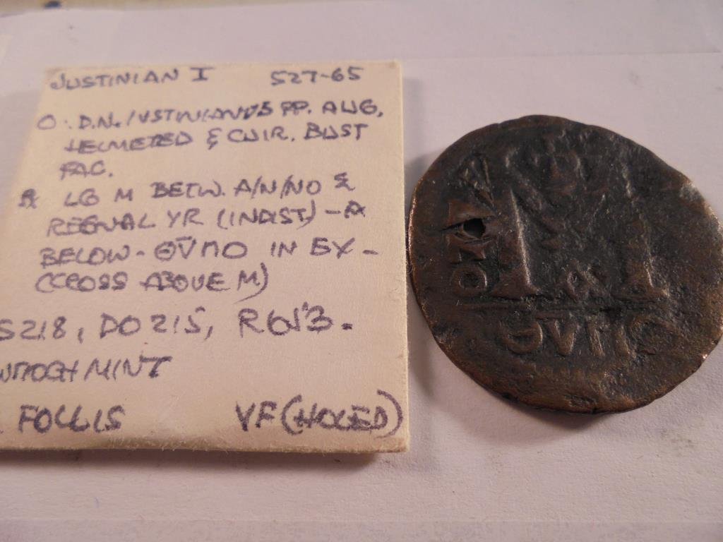 527-565 A.D. JUSTINIAN I LARGE SIZE ANCIENT COIN VERY (1 of 2)