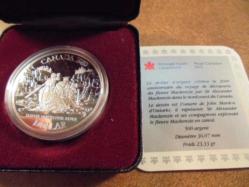 1989 CANADA MACKENZIE RIVER SILVER DOLLAR PROOF, .3750 (1 of 2)