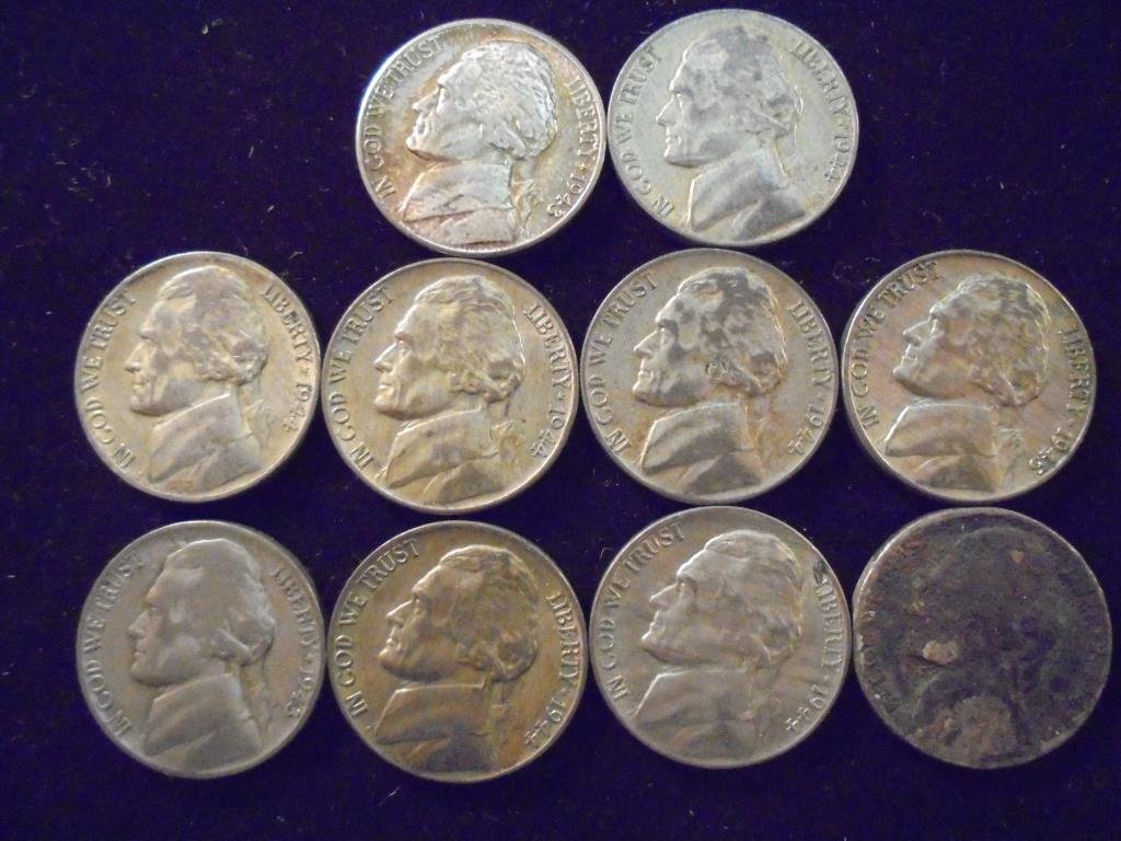 10 ASSORTED 35% SILVER JEFFERSON WAR NICKELS (1 of 2)