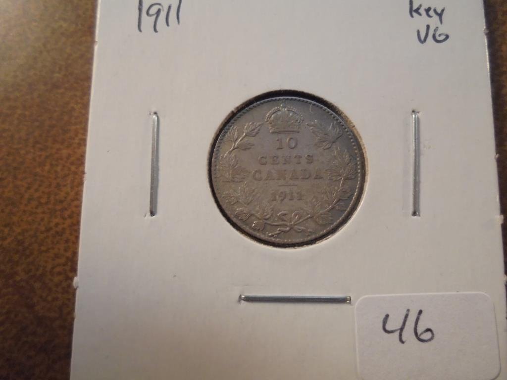1911 CANADA SILVER 10 CENT VERY GOOD KEY DATE (1 of 2)