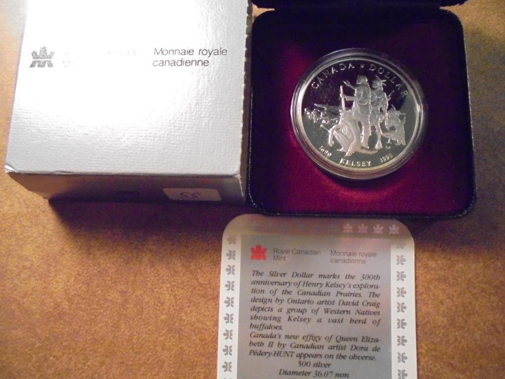 1990 CANADA KELSEY SILVER DOLLAR PROOF .3750 OZ. ASW, (1 of 2)