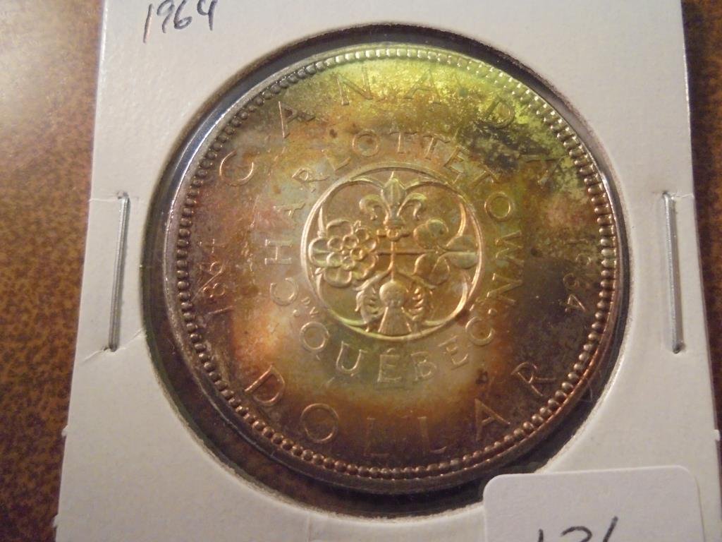 1964 CANADA SILVER DOLLAR TONED (1 of 2)