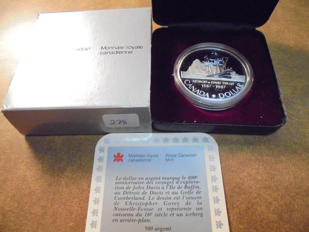 1987 CANADA DAVIS STRAIT SILVER DOLLAR PROOF .3750 OZ. (1 of 2)