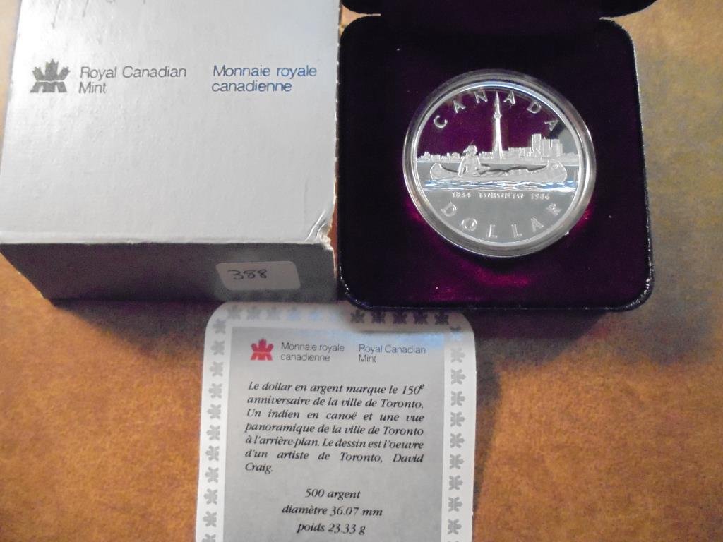 1984 CANADA TORONTO SILVER DOLLAR PROOF .3750 OZ. ASW, (1 of 2)