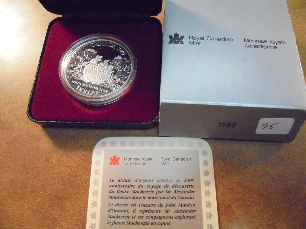 1989 CANADA MCKENZIE RIVER SILVER $ PROOF .3750 OZ. (1 of 2)