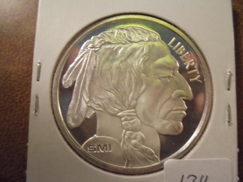 1 TROY OZ .999 FINE SILVER ROUND PROOF INDIAN / BUFFALO (1 of 2)
