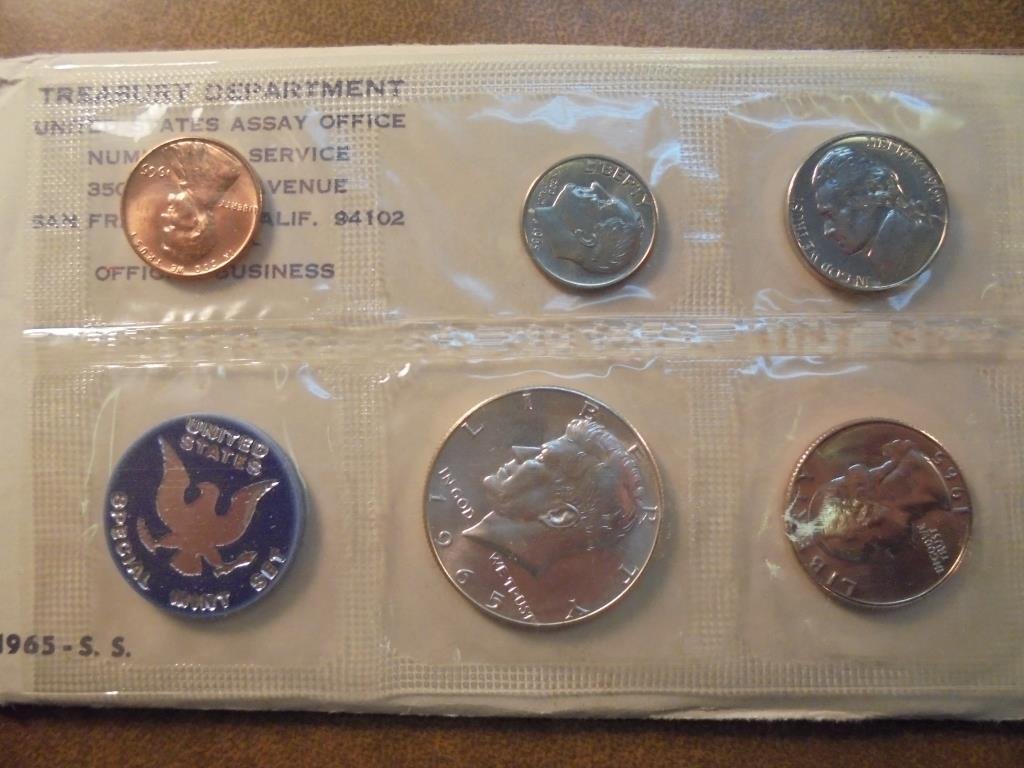 1965 US SPECIAL MINT SET WITH ENVELOPE 40% SILVER JOHN (1 of 2)