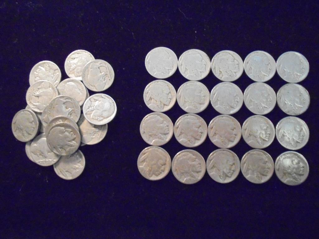 40 BUFFALO NICKELS 20 ARE PARTIAL DATE 1920'S & 20 ARE (1 of 2)
