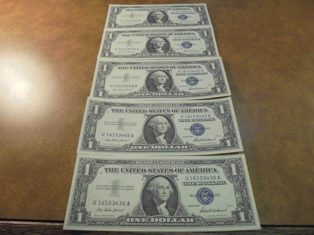 5-1957 $1 SILVER CERTIFICATES CRISP UNC (1 of 2)