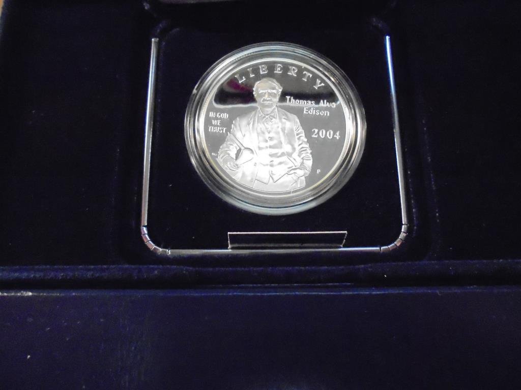 2004-P EDISON PROOF SILVER DOLLAR ORIGINAL US MINT: ORIGINAL US MINT PACKAGING