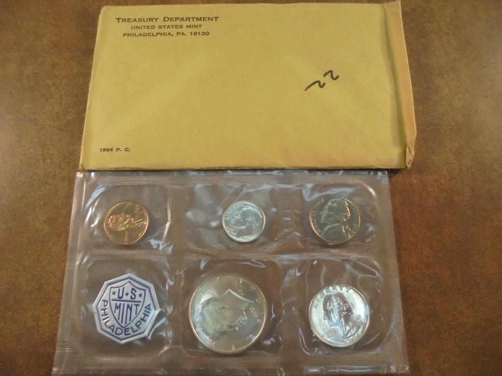 1964 US SILVER PROOF SET (WITH ENVELOPE) (1 of 2)