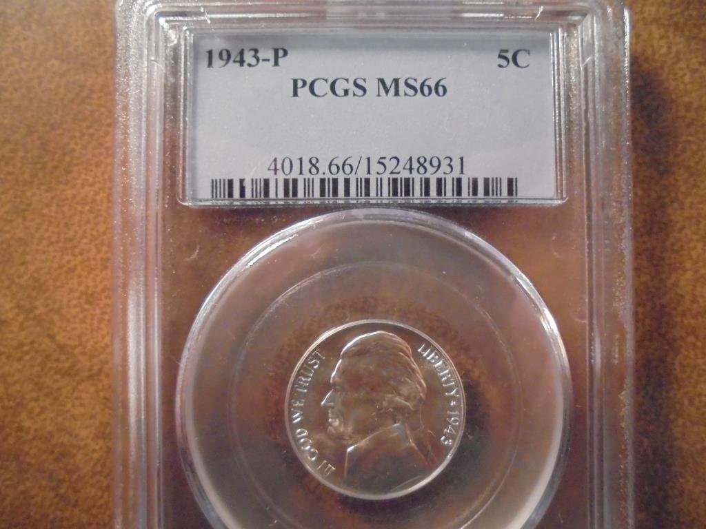 1943-P 35% SILVER JEFFERSON WAR NICKEL PCGS MS66 (1 of 2)
