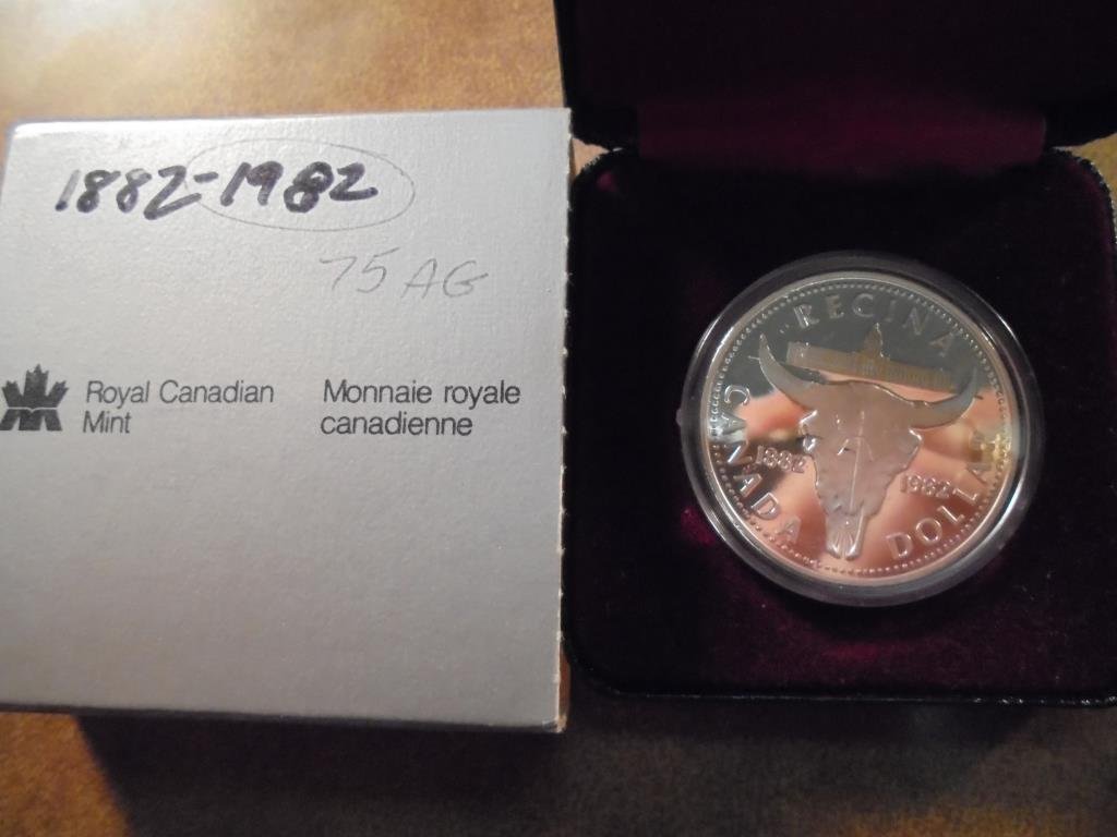 1982 CANADA REGINA SILVER DOLLAR PROOF .3750 OZ. ASW, (1 of 2)