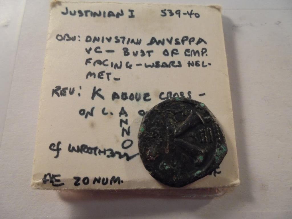 539-540 A.D. JUSTINIAN I ANCIENT COIN VERY FINE: You must call or email us with your credit card number directly