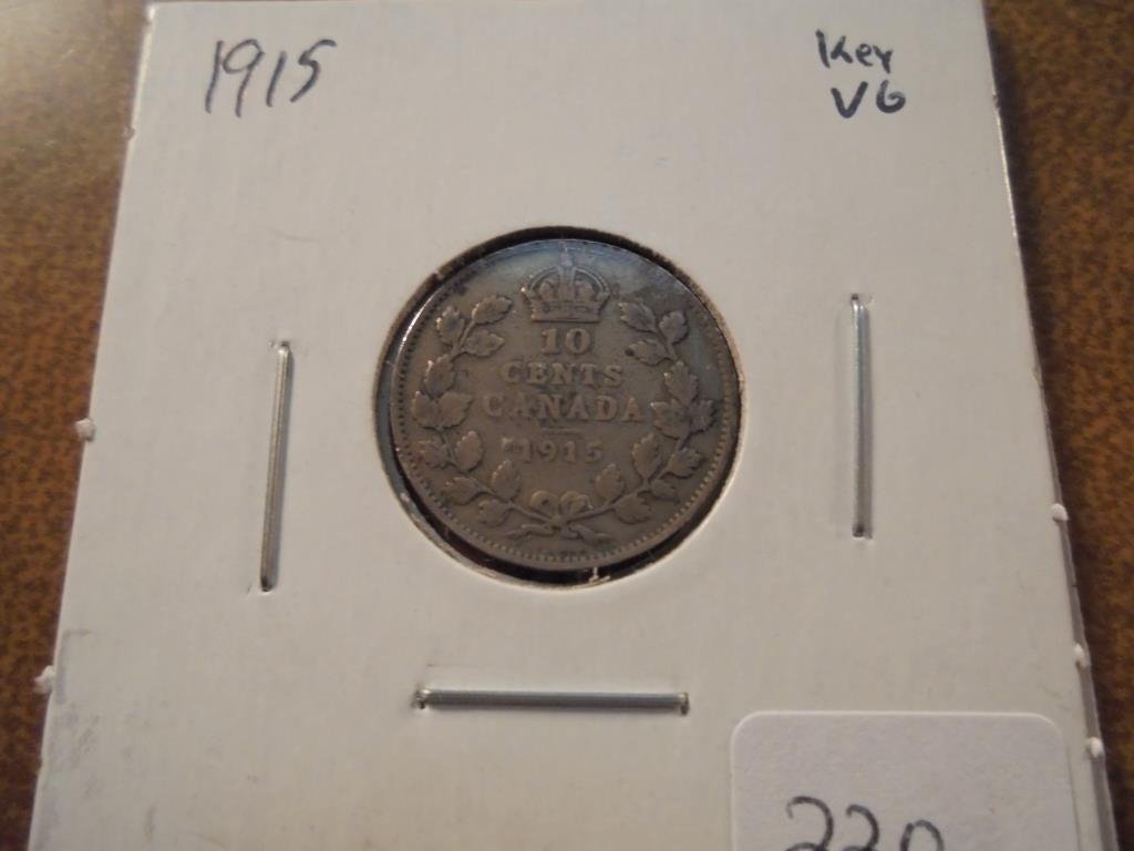 1915 CANADA SILVER 10 CENTS VERY GOOD KEY DATE (1 of 2)