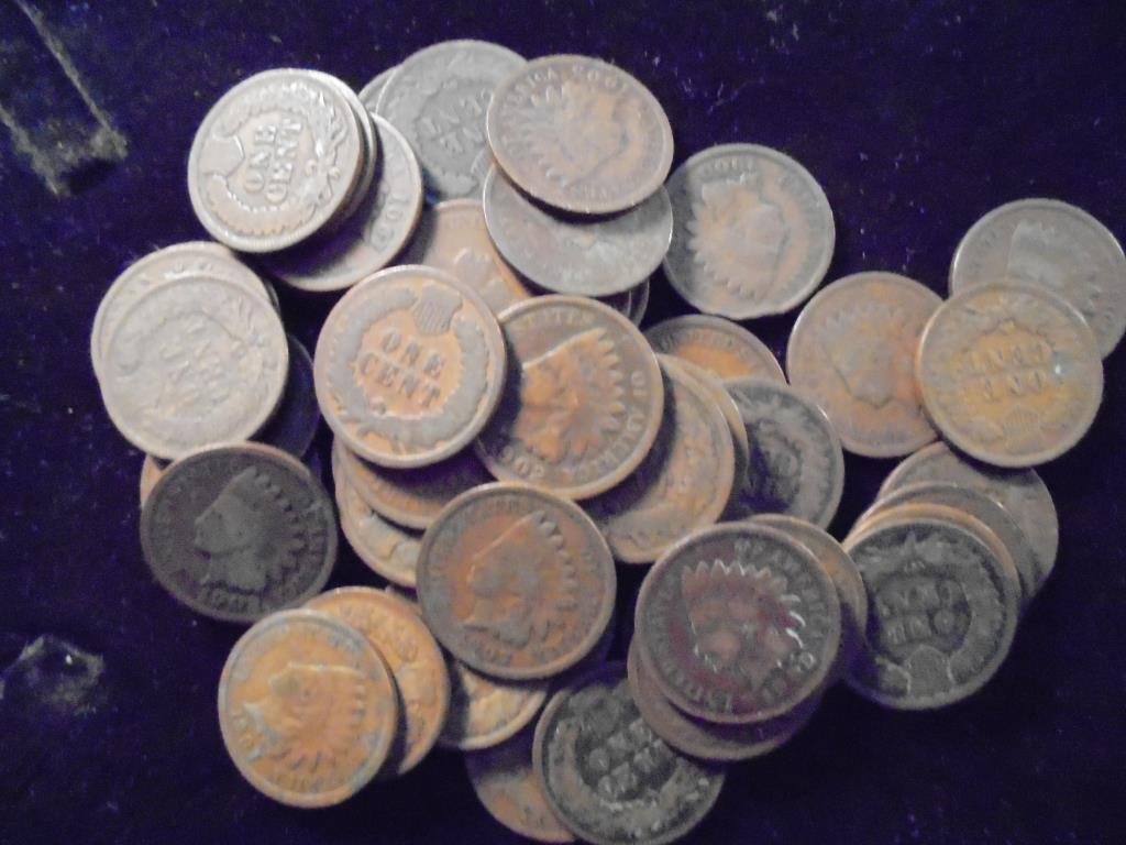 50 ASSORTED 1900'S INDIAN HEAD CENTS (1 of 1)