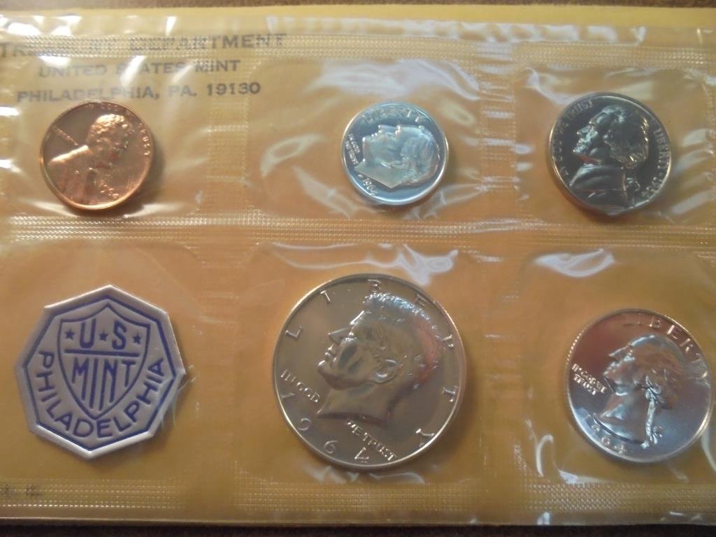 1964 US SILVER PROOF SET (WITH ENVELOPE) (1 of 2)